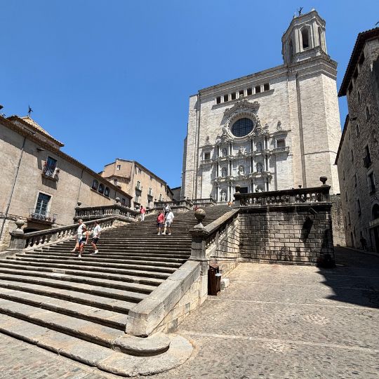 Grand staircase leading to Girona Cathedral in the historic city center