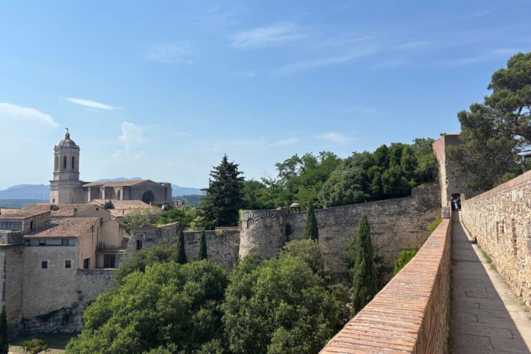 Girona medieval city walls overlooking the historic center