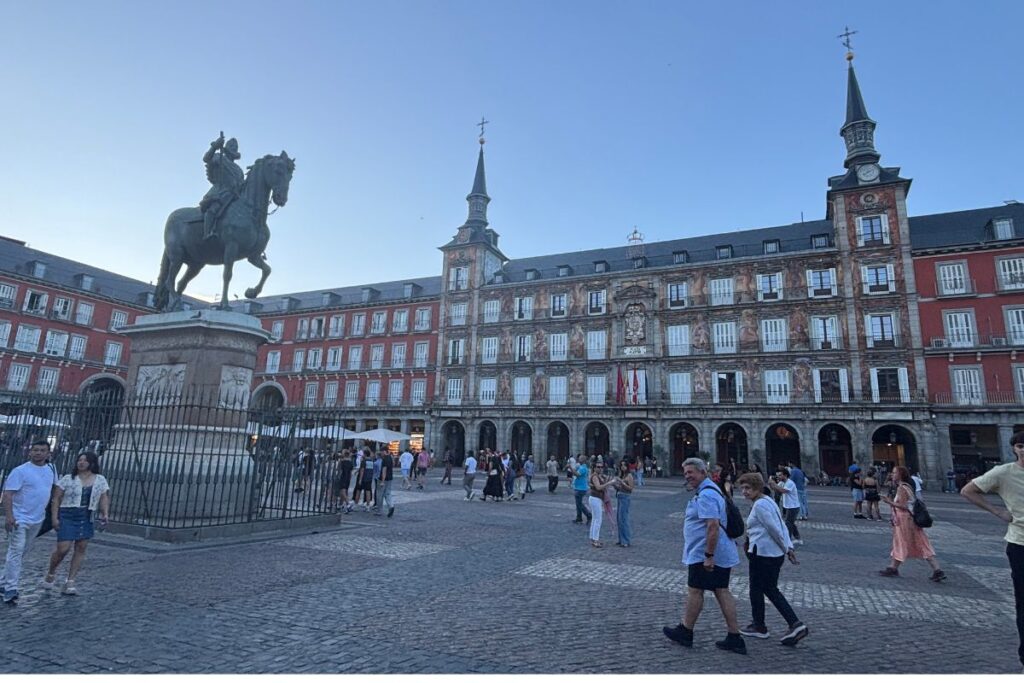 Plaza Mayor at sunset in Madrid's historic center