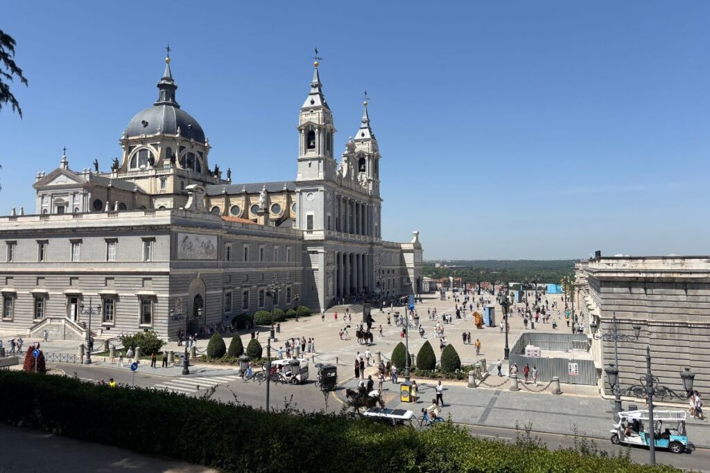 Almudena Cathedral and Plaza de la Armería in Madrid