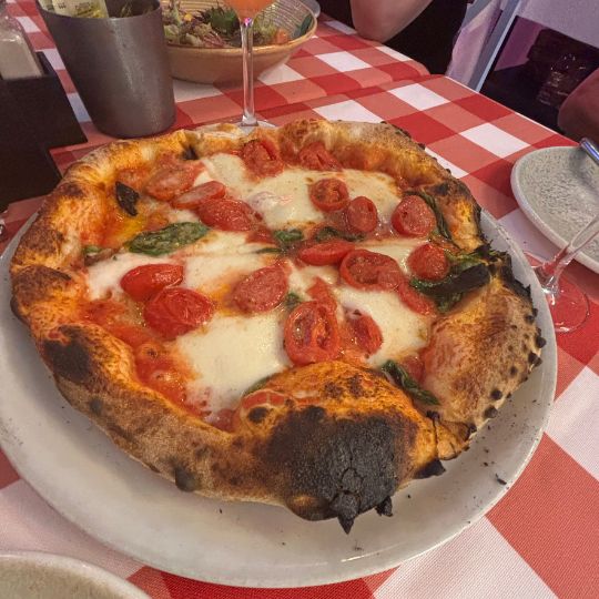 Wood-fired pizza served at a restaurant in Tossa de Mar