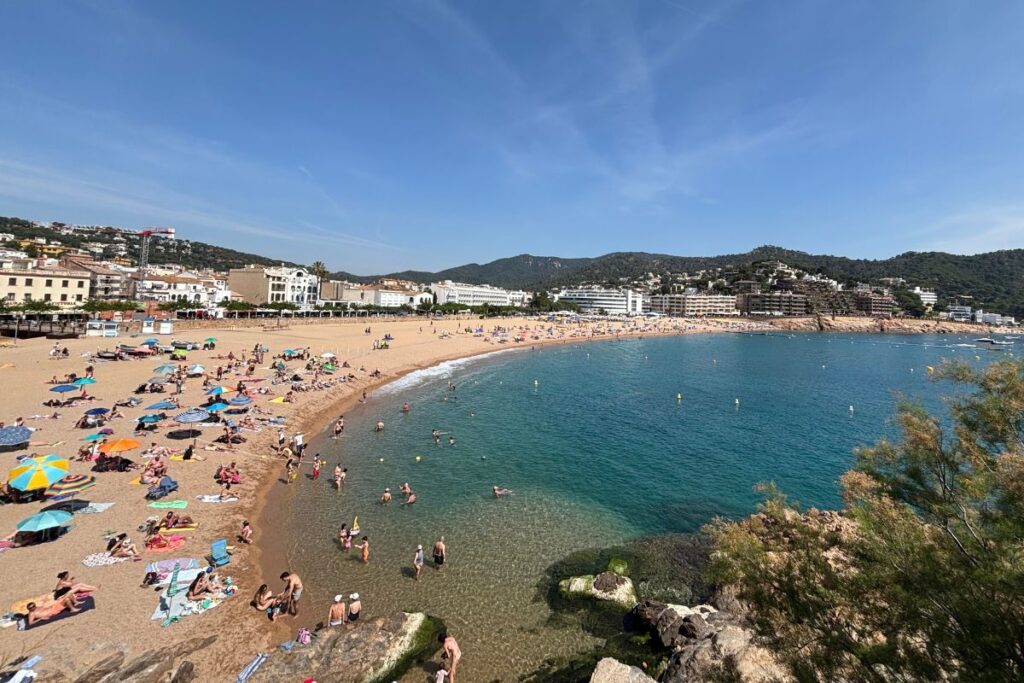 Platja Gran beach and waterfront in Tossa de Mar, Spain