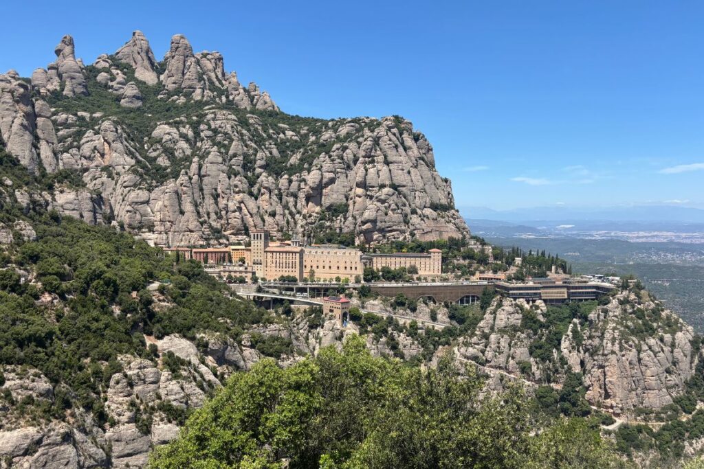 Montserrat Monastery surrounded by dramatic mountain peaks in Catalonia