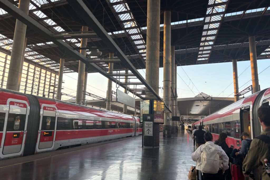 High-speed trains at Madrid Puerta de Atocha station