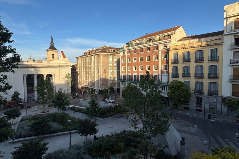 View over Plaza del Carmen from our hotel in central Madrid