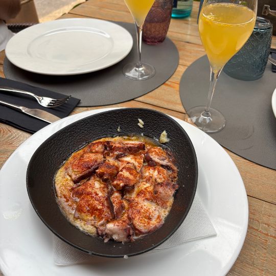 Grilled octopus appetizer enjoyed during our Spain trip