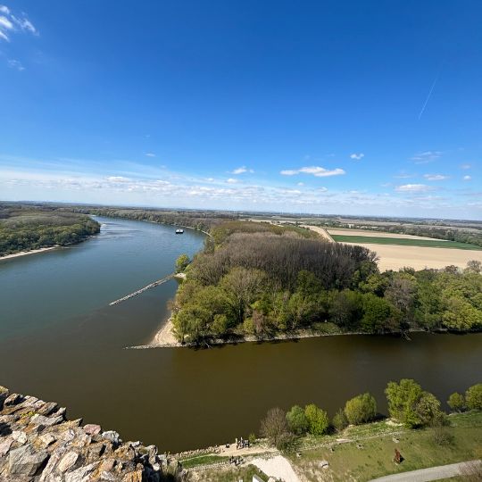 View of the Danube River and surrounding countryside from Devin Castle