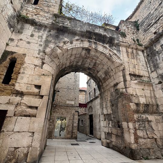 Ancient Roman archway inside Diocletian's Palace in Split, Croatia.