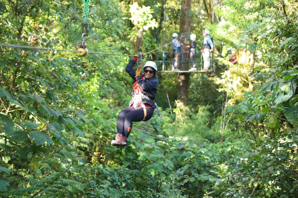 Ziplining through the Monteverde cloud forest in Costa Rica.