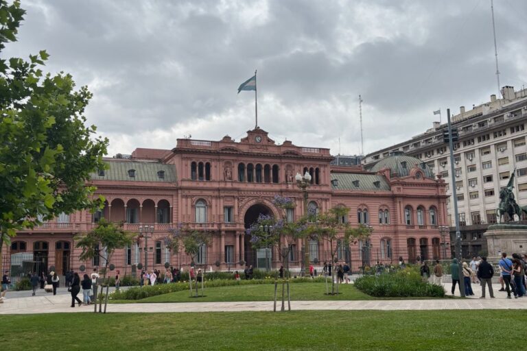 Casa Rosada overlooking Plaza de Mayo in Buenos Aires, Argentina