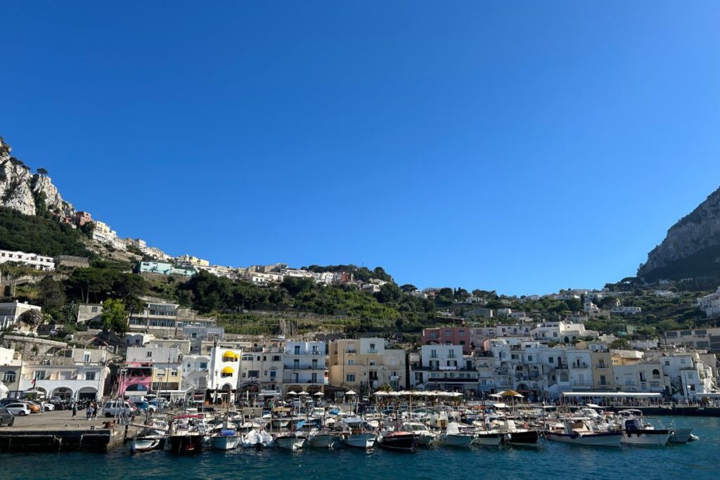 Amalfi Coast towns along the cliffs overlooking the Mediterranean Sea