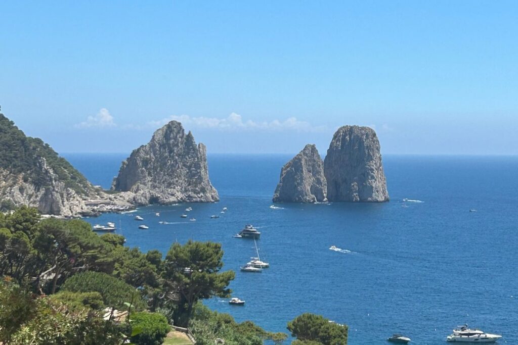 Faraglioni rock formations off the coast of Capri, Italy
