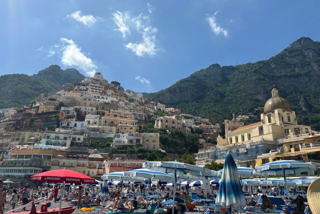 Positano and Spiaggia Grande on the Amalfi Coast in Italy